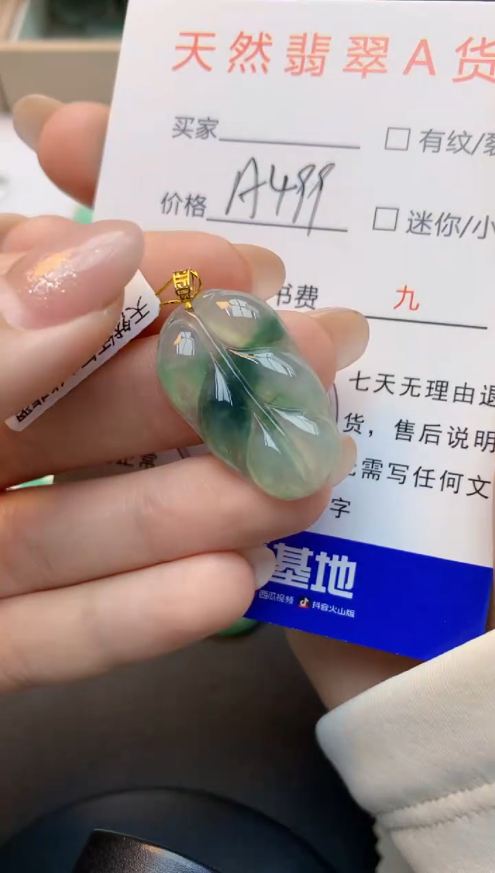 颈饰18K金镶嵌翡翠天然A货缅甸翡翠百元以上9元证书费自理