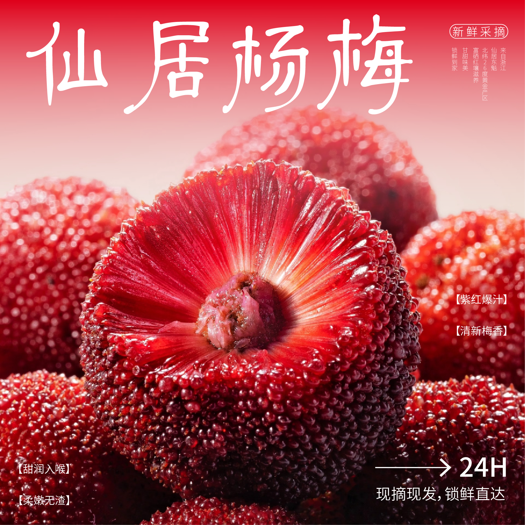 6.21现货今天拍明天到【正宗仙居东魁杨梅】17-22g买3斤送3斤两篮浙江省