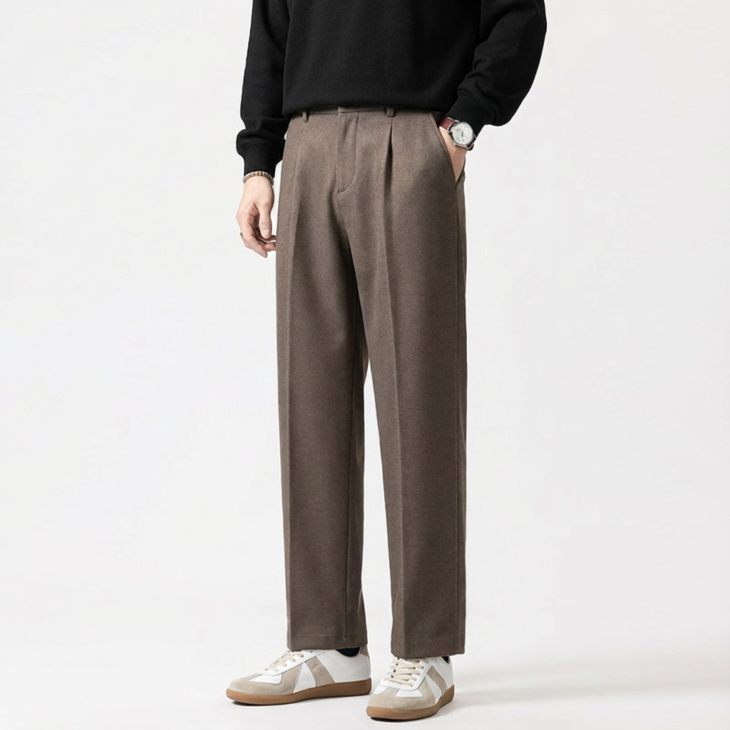 秋冬小个子显高毛呢西裤长裤免烫通勤休闲西裤宽松潮流西装裤百搭