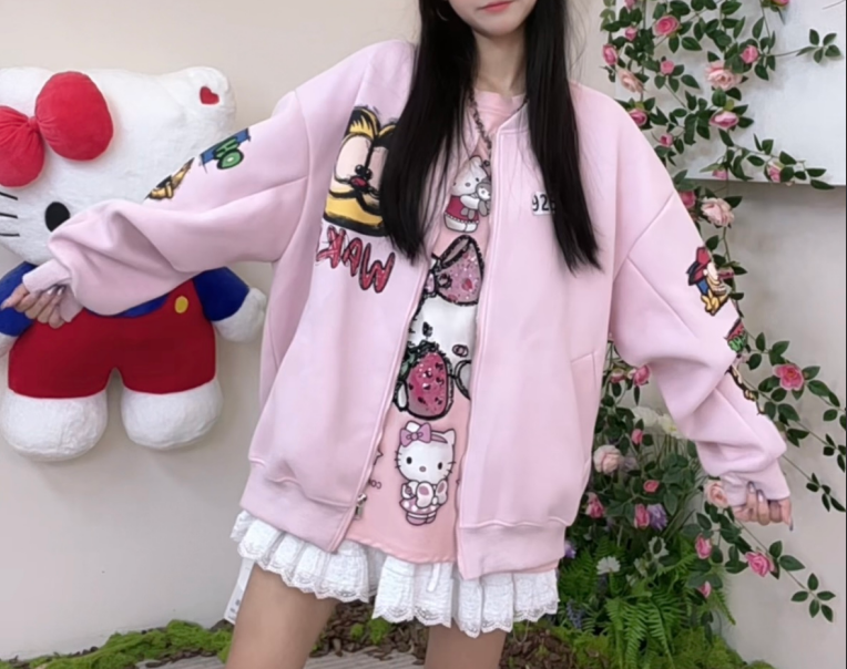 不加绒【糖糖打底衫-外套-卫衣】时尚潮流百搭简约宽松重工