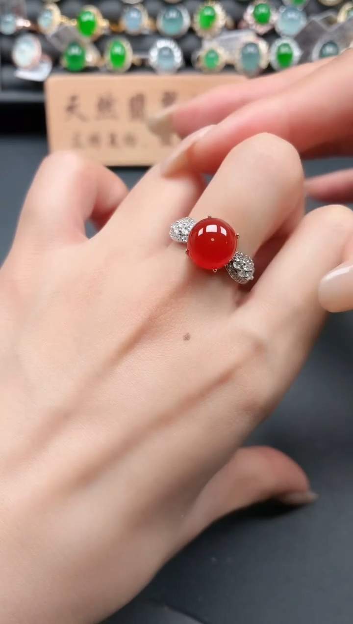 银S925镶嵌戒指玛瑙/玉髓111