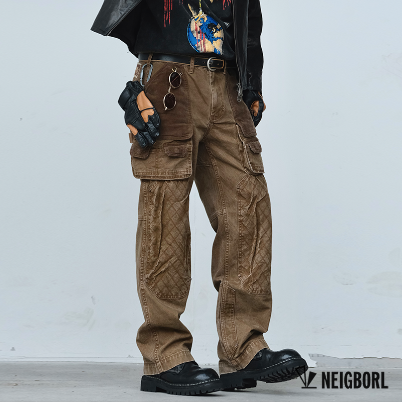 【野人】NEIGBORL钊叔制美式复古重工多口袋直筒宽松百搭工装裤