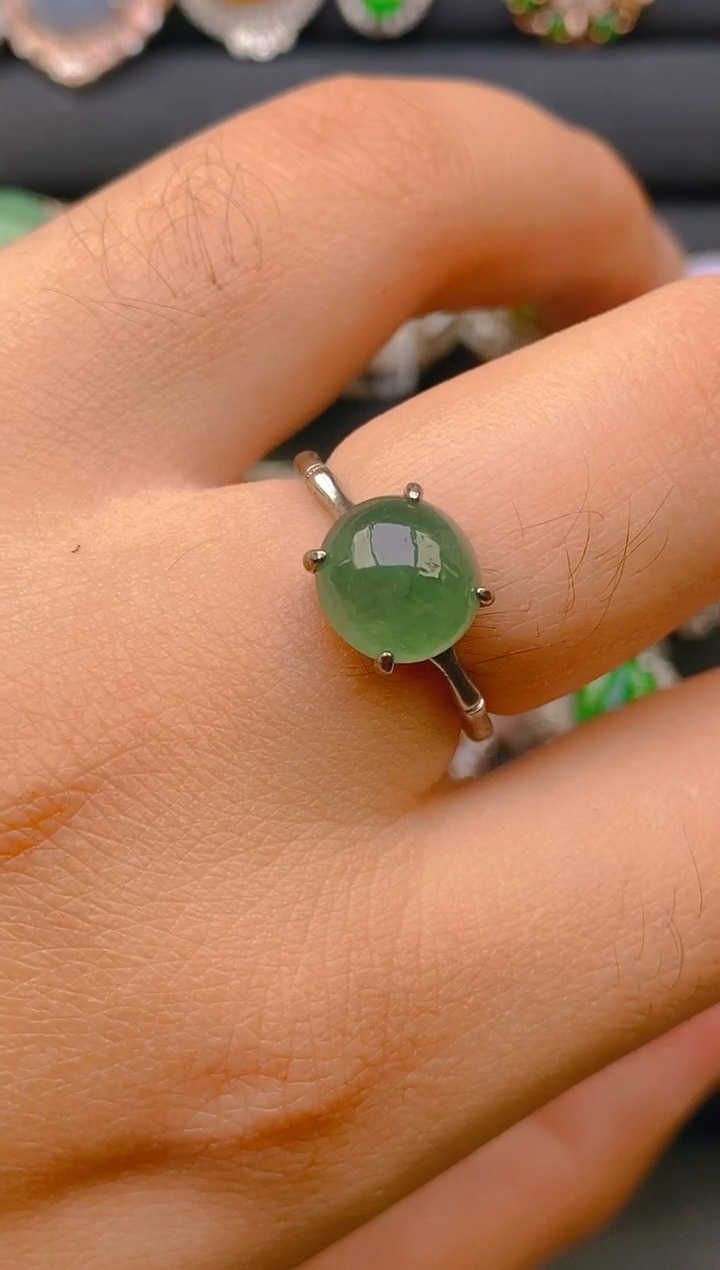 【闪购商品】翡翠戒指银S925镶嵌天然A货翡翠1