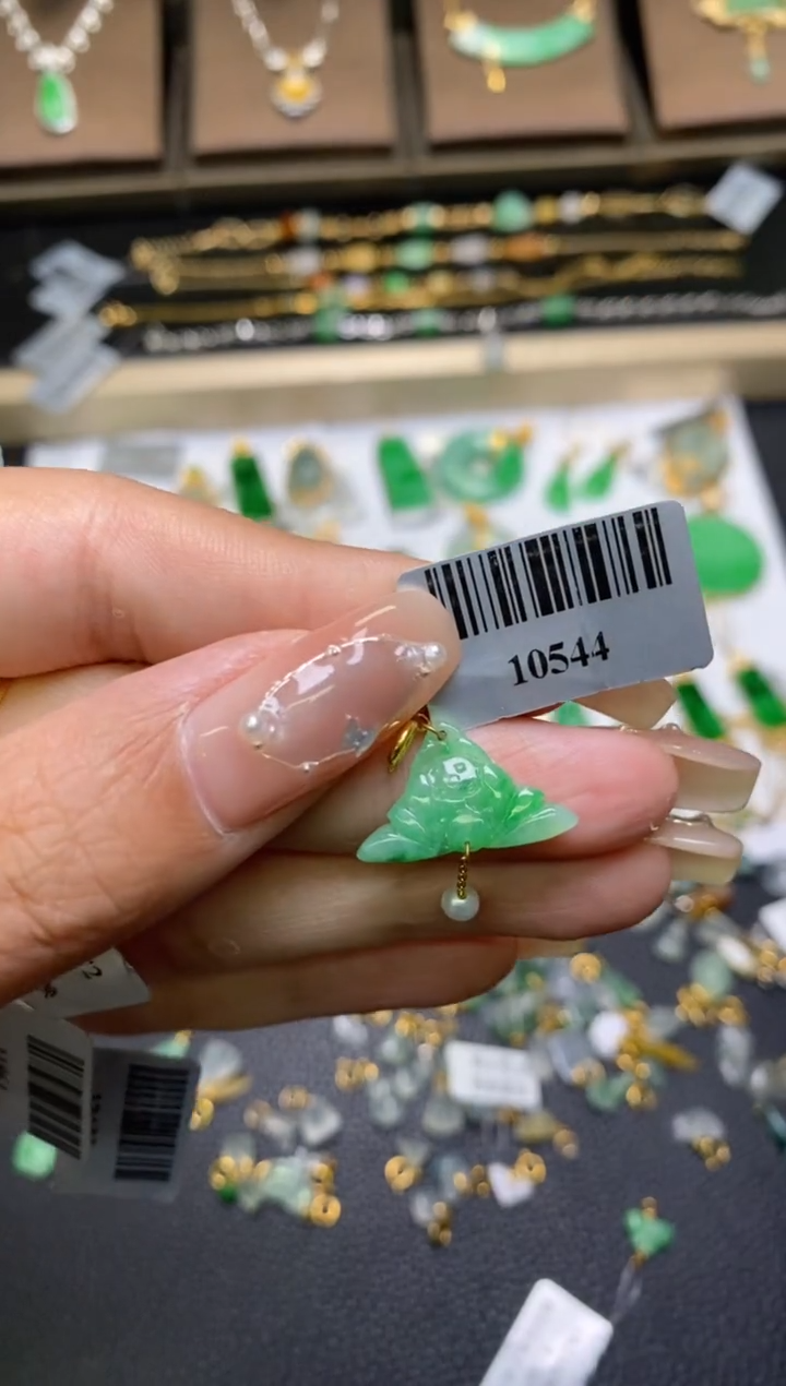 翡翠18K金镶嵌颈饰净货10544