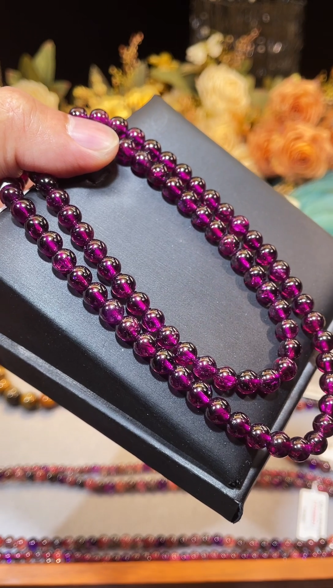 未镶嵌手链石榴石（紫牙乌）紫牙乌多圈6m+