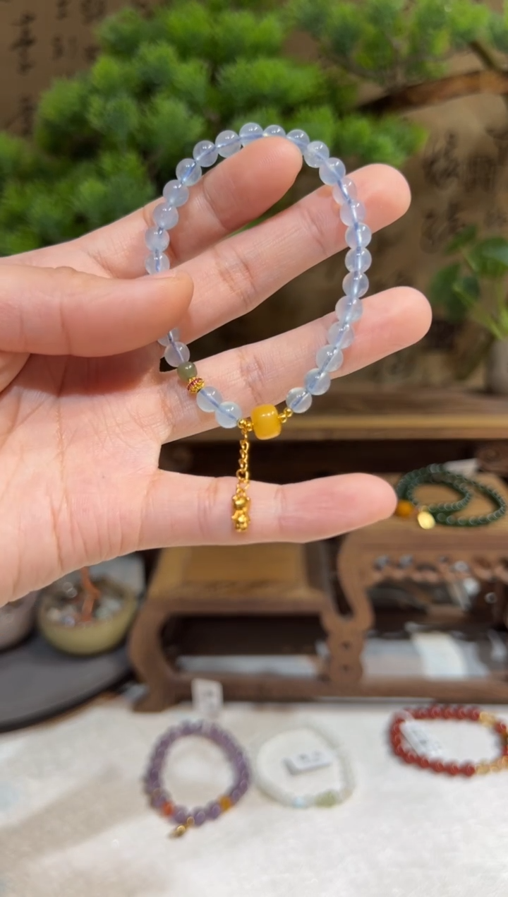 未镶嵌手链海蓝宝石手饰@@