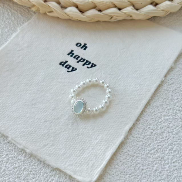 【胡萝卜的罗】（海洋之心）简约百搭串珠戒指女生礼物情人节