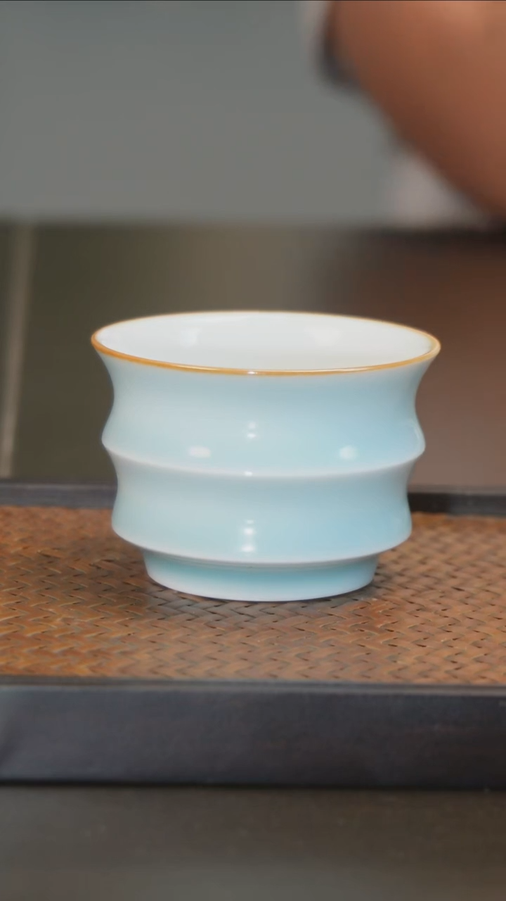 杯子粉青竹节杯，，