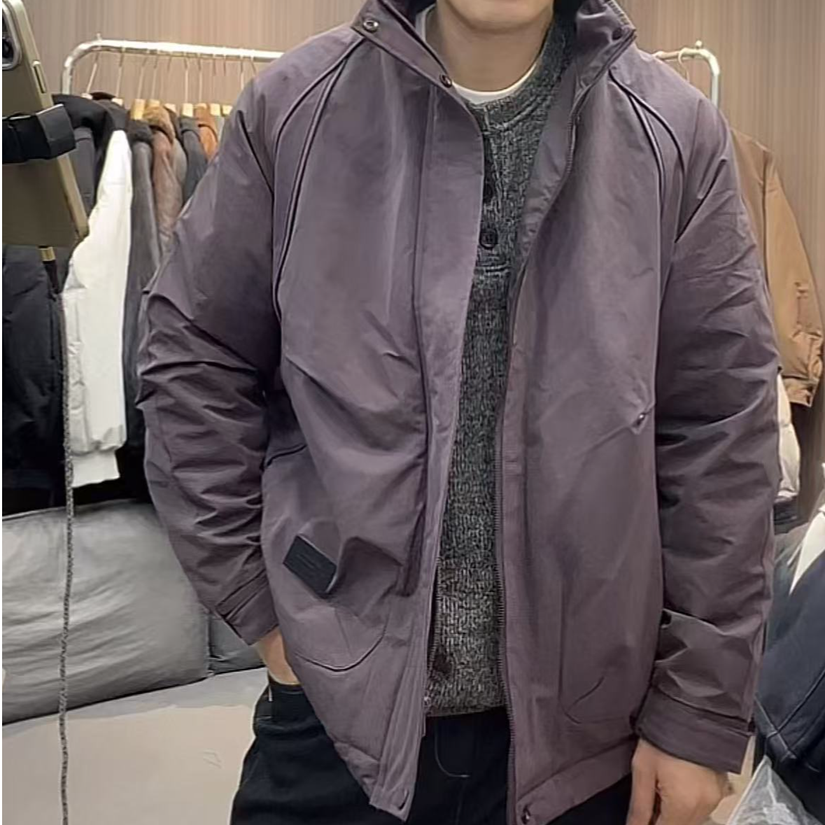 冬季新款立体裁剪拉链口袋立领棉衣夹克外套216