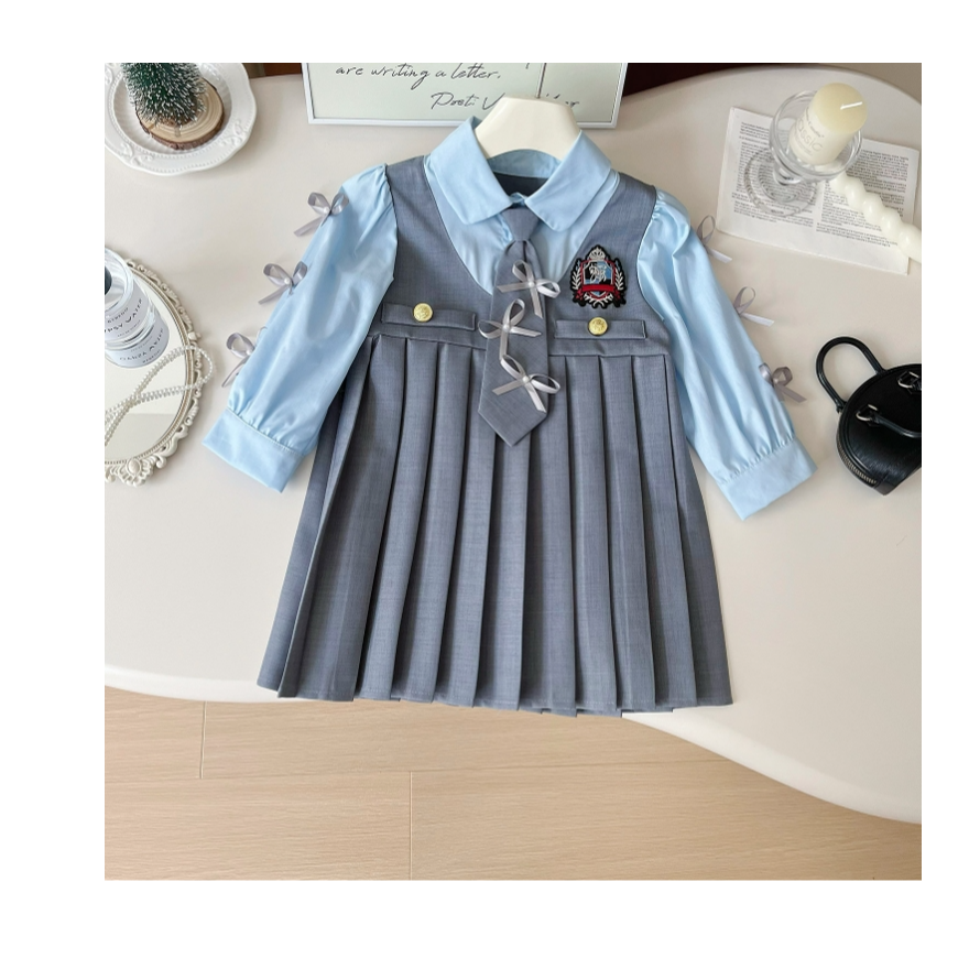 【119】秋季新款韩版设计师款连衣裙百搭女童学院风连衣裙Q67331