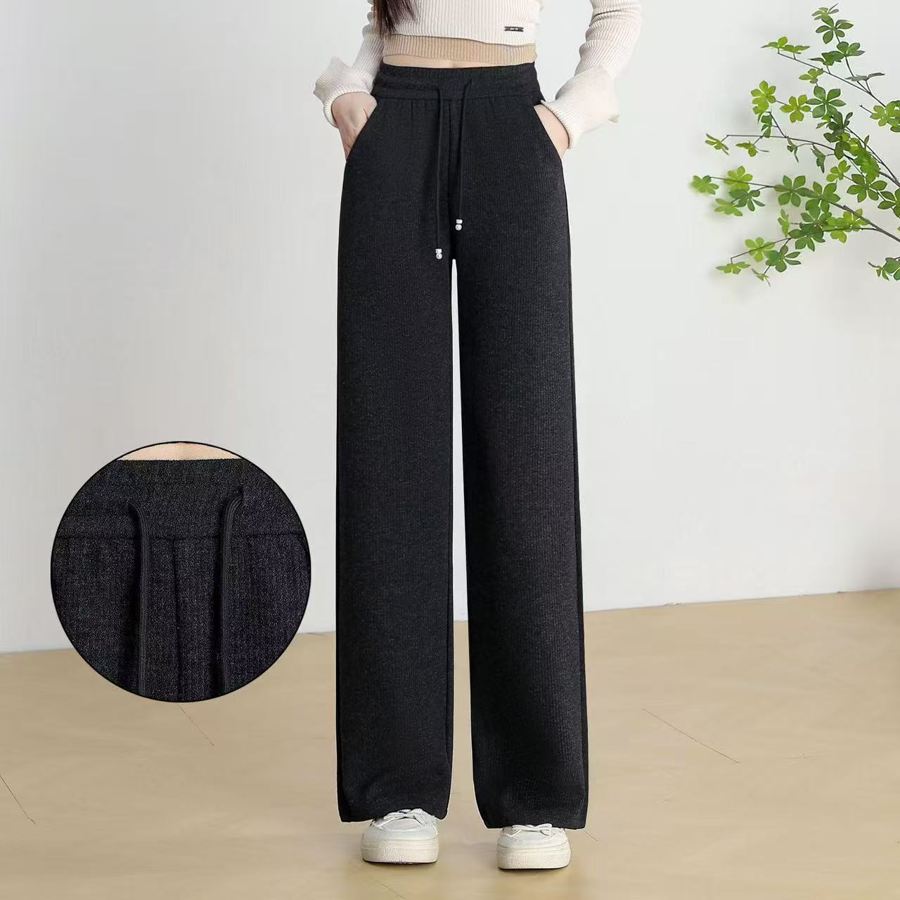 2025新款中高腰窄版直筒裤冬季加绒加厚不挑年龄休闲时尚百搭女裤