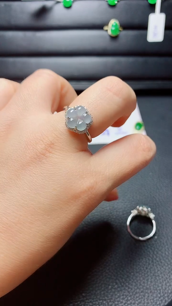 银S925镶嵌戒指翡翠天然翡翠A货s925银镶