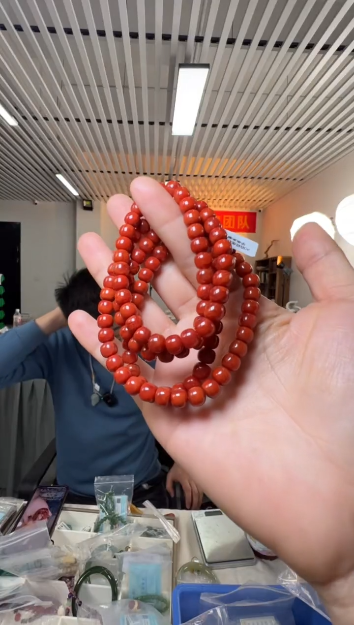 【闪购商品】南红玛瑙手串未镶嵌约6-7mm瓦西料火焰纹南红多圈