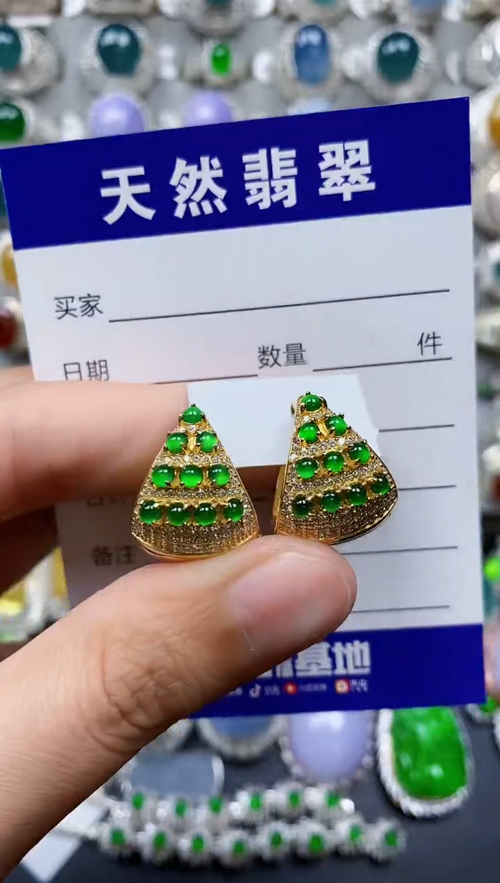 【闪购商品】翡翠耳饰银S925镶嵌0269