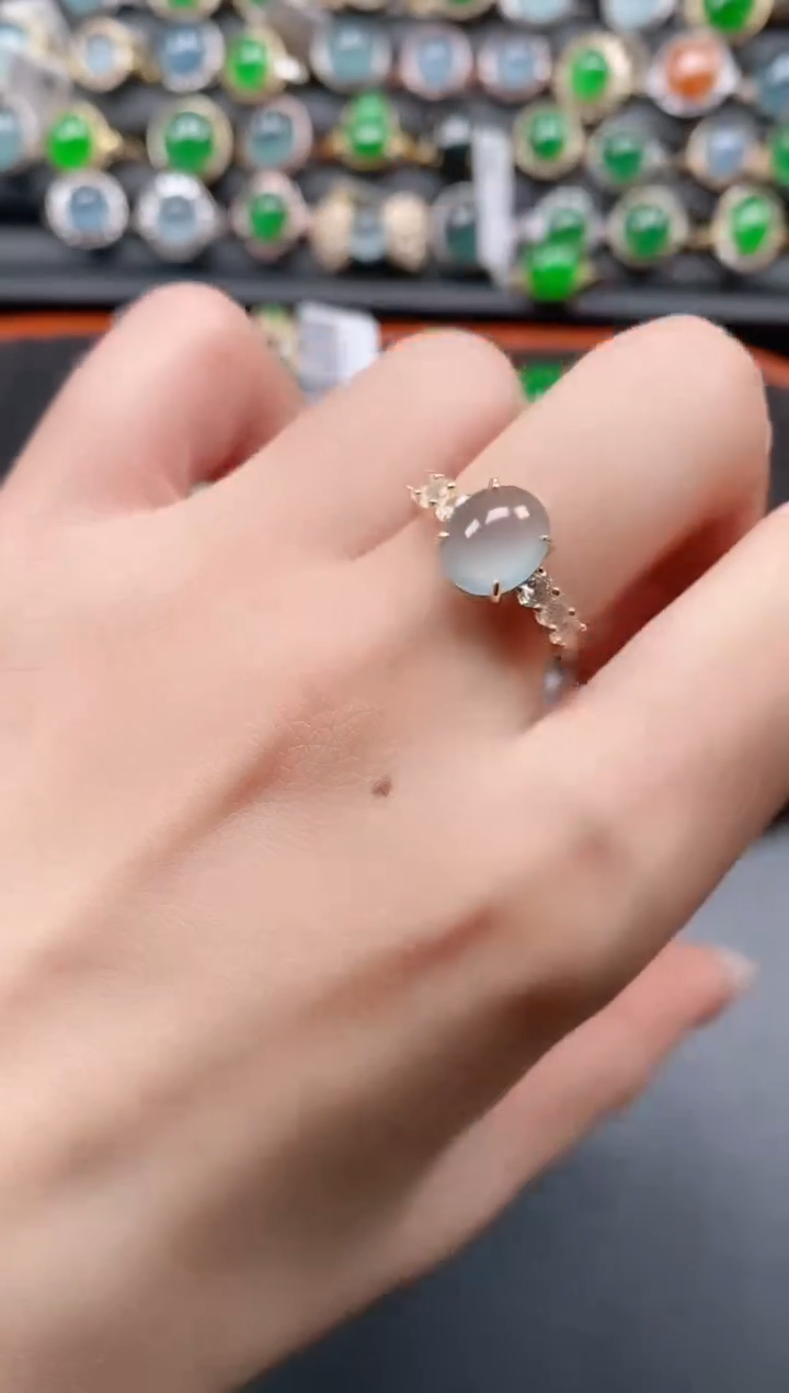 银S925镶嵌戒指翡翠1