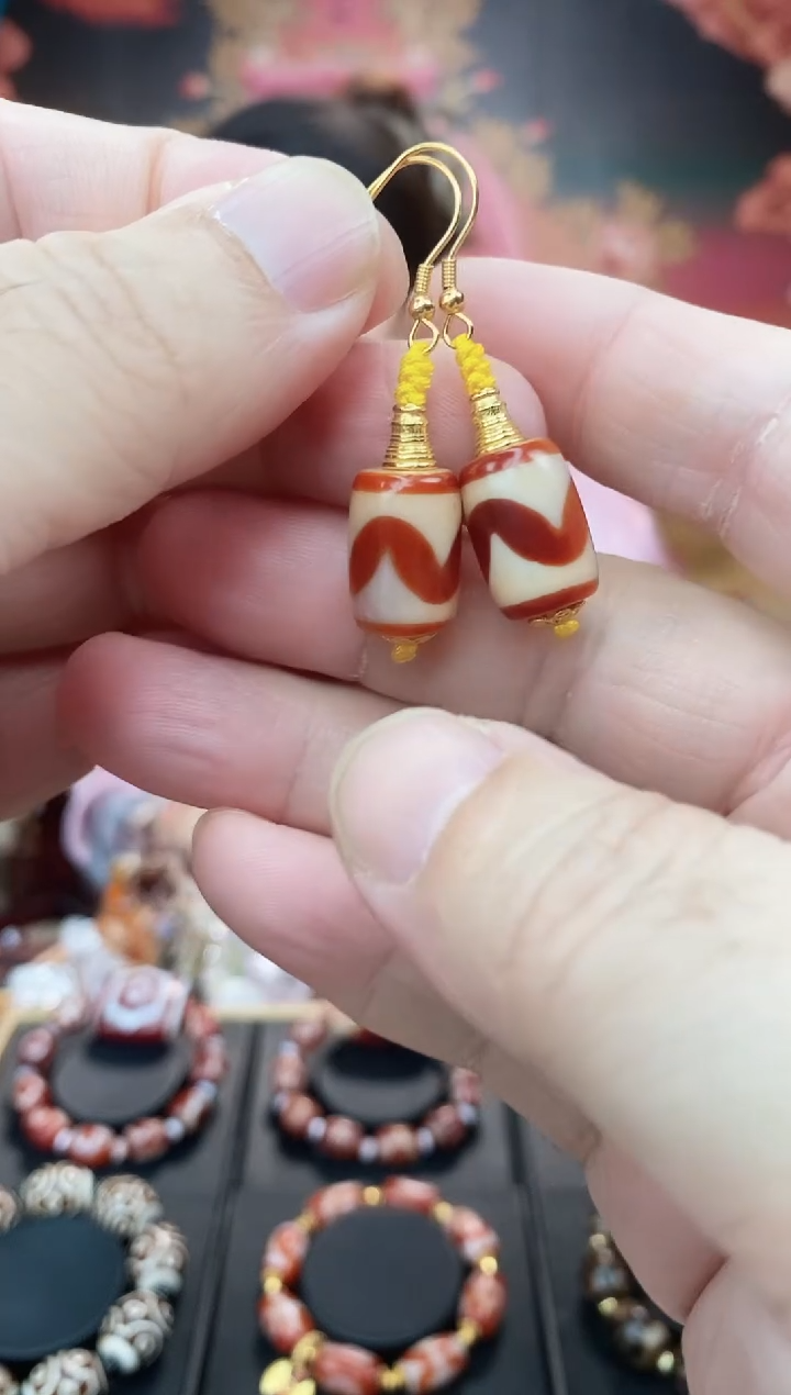 【闪购商品】玛瑙/玉髓耳坠银S925镶嵌玛瑙牙牙耳坠