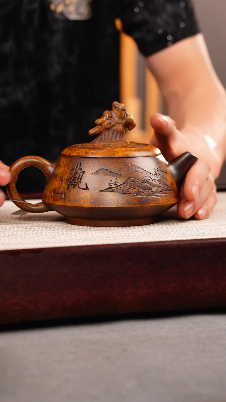 茶杯紫砂龙骨金砂 龙头老大 观山