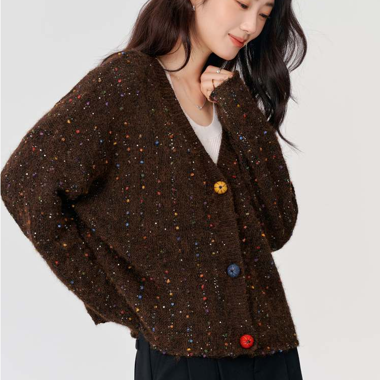 扣号链接秋冬针织衫毛衣开衫款式休闲百搭韩系显瘦百搭厚款针织衫