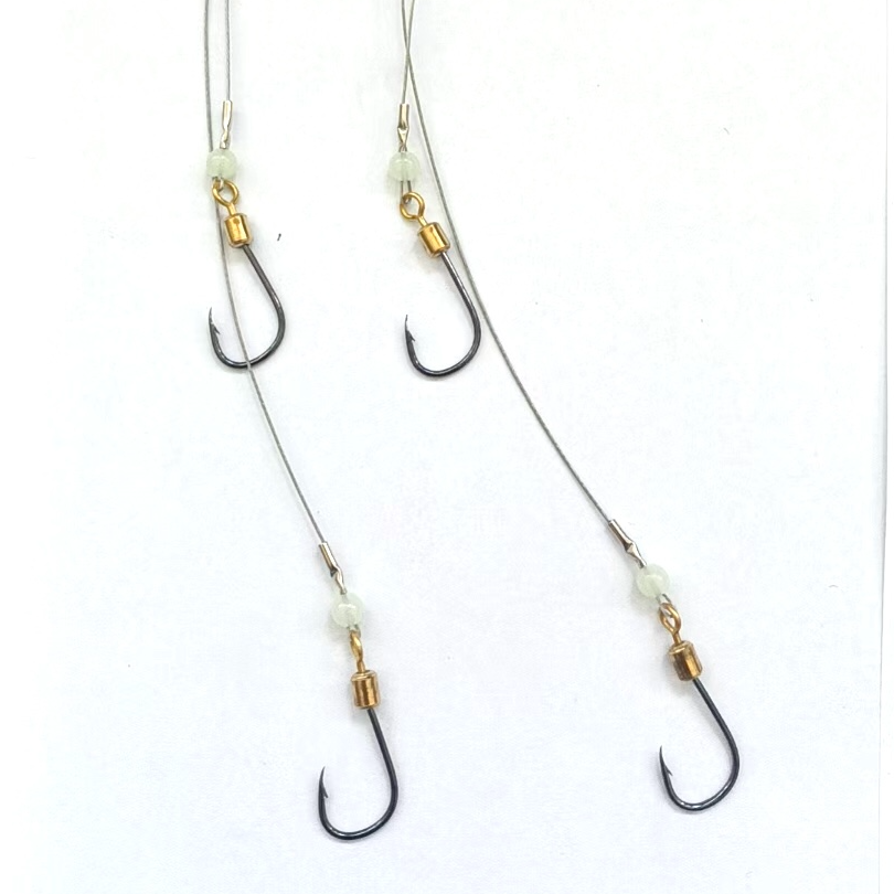 成品钢丝双钩钓红昌白鲳鱼钩防咬子线防缠绕荧光珠伊势尼有刺锋利