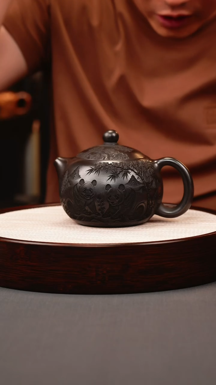 茶壶紫砂石黄熊猫大西施