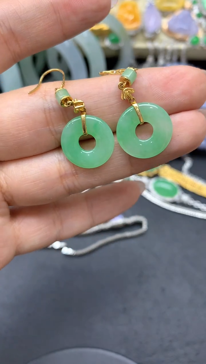 【闪购商品】翡翠耳饰18K金镶嵌372-中国好珍宝