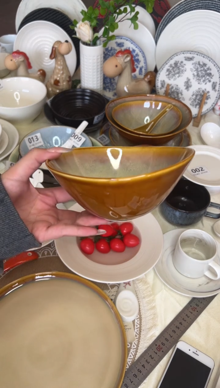 新骨瓷022 瑕疵 曼谷棕 6寸 元宝碗 