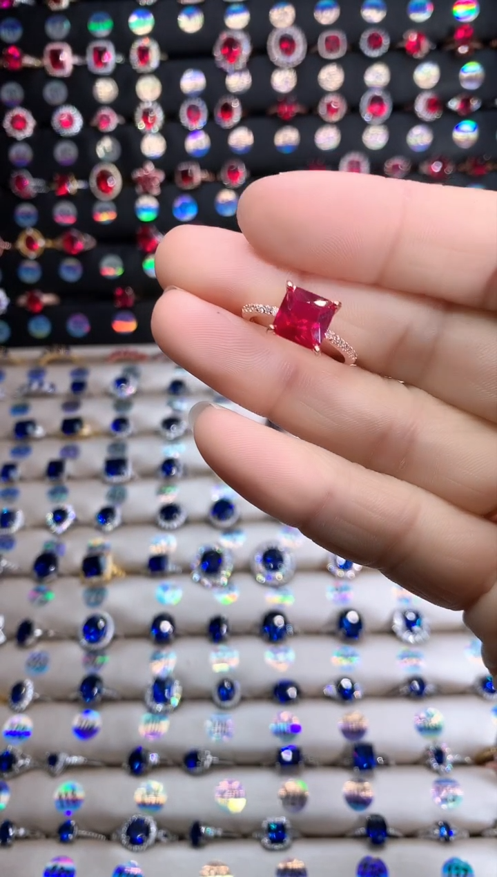 【闪购商品】红宝石戒指银S925镶嵌玫瑰金