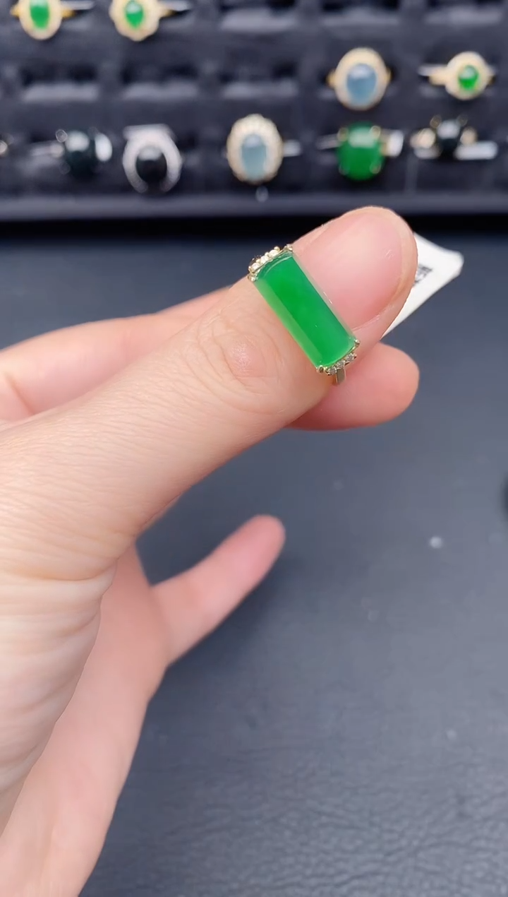 银S925镶嵌戒指翡翠天然a货翡翠178
