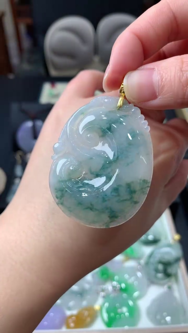 【闪购商品】翡翠吊坠(不含链)18K金镶嵌挂件