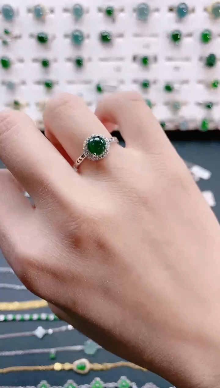 【闪购商品】翡翠戒指银S925镶嵌天然翡翠