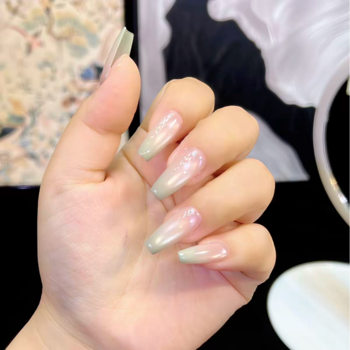 【江南美人三色10片】2025裸色通勤猫眼纯手工穿戴甲猫眼穿戴甲美甲