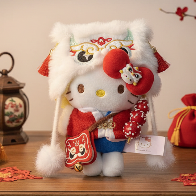 正版HelloKitty醒狮款kt挂件三丽鸥毛绒包挂玩偶送朋友生日礼物