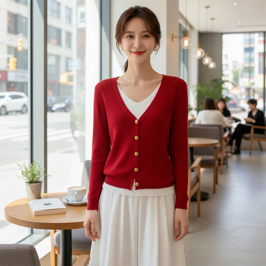 假两件单排扣上衣开衫女秋冬微胖mm大码宽松遮肚子毛衣针织打底衫