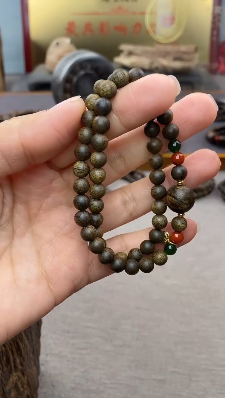 【闪购商品】沉香手串芽庄紫棋楠天花板06＋五路牌＋配饰沉水