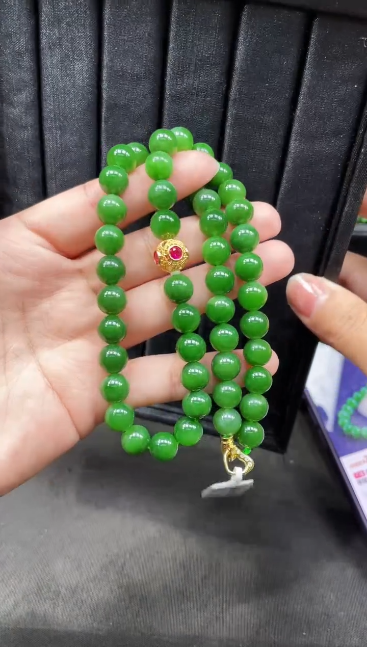 【闪购商品】和田玉项链18K金镶嵌10MM 多样性发一