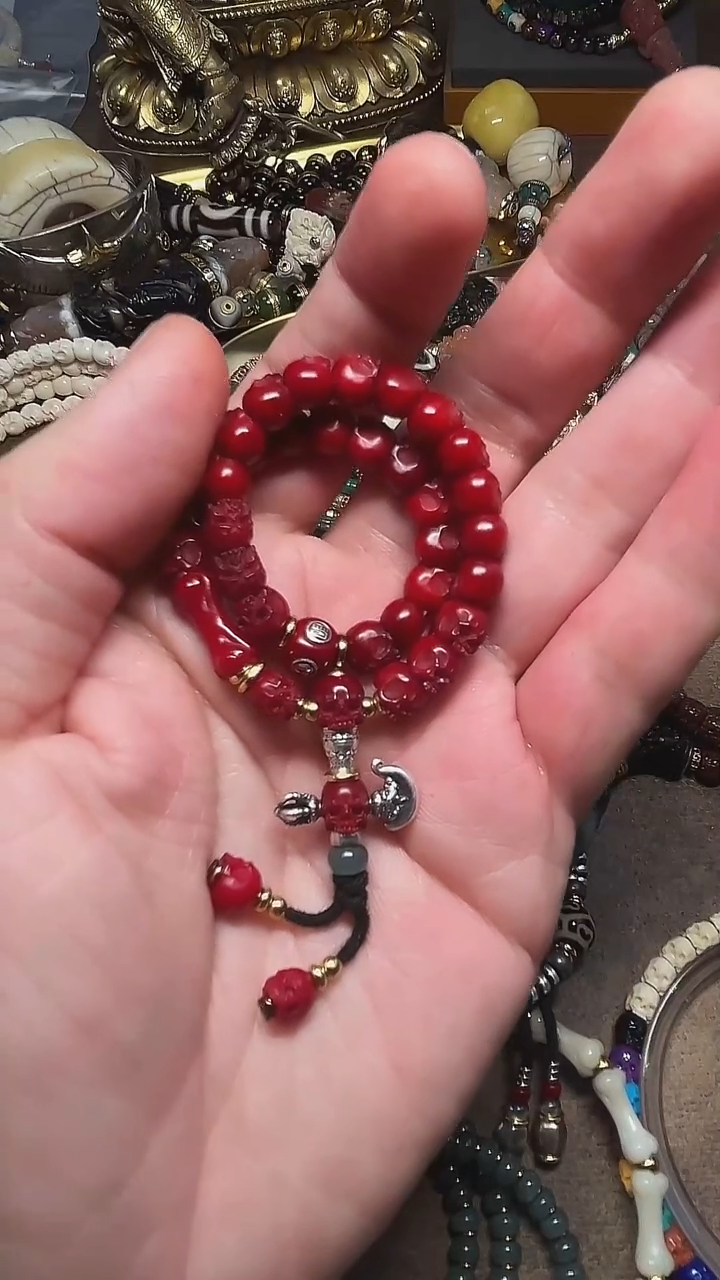 鹿骨手串/手链天狗红半鄂骷髅手持  