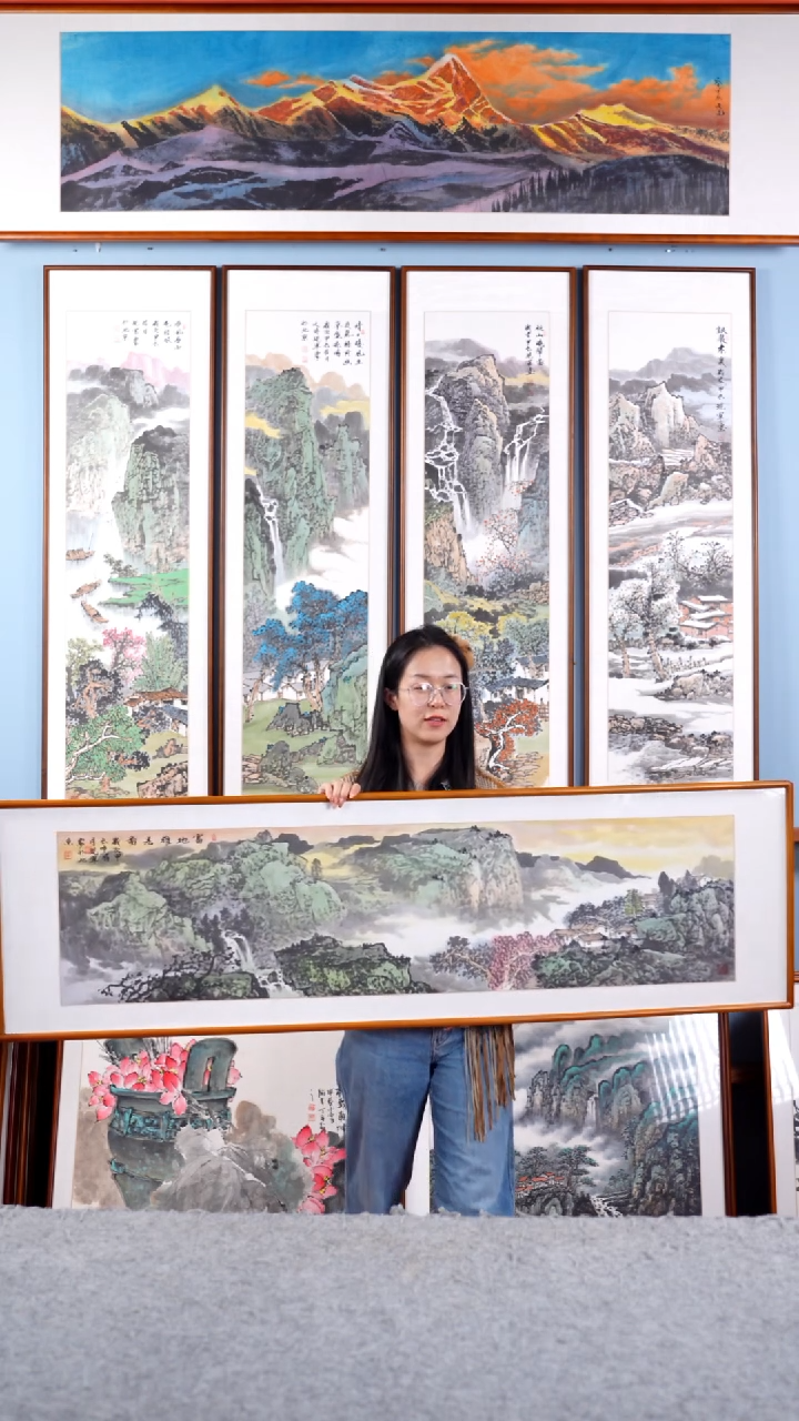 【闪购商品】国画张现军《福地雅居》含框162*47