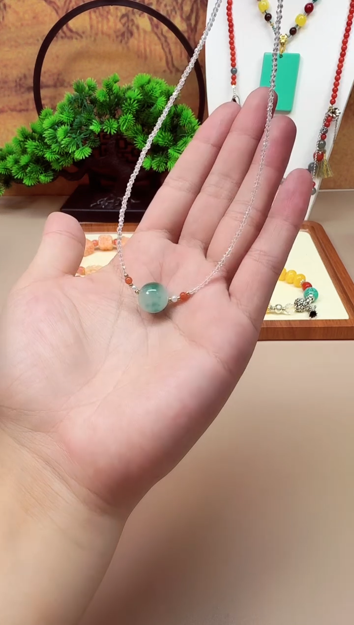 翡翠14K金镶嵌颈饰X156