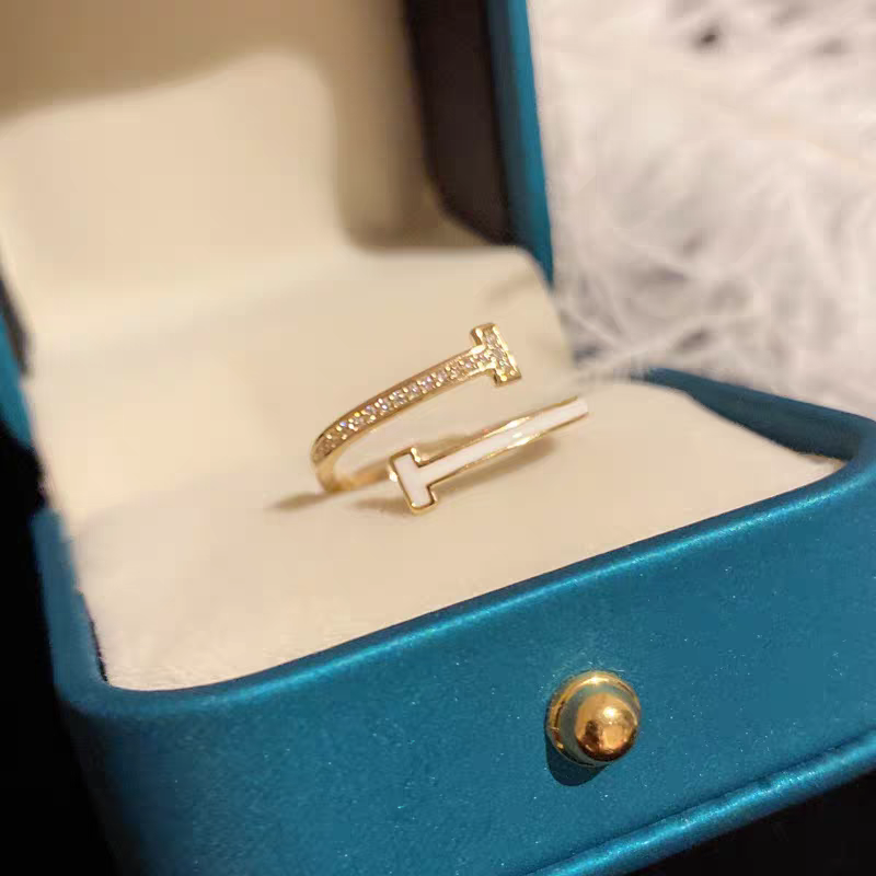 铜合金戒指  轻奢气质双T戒指605
