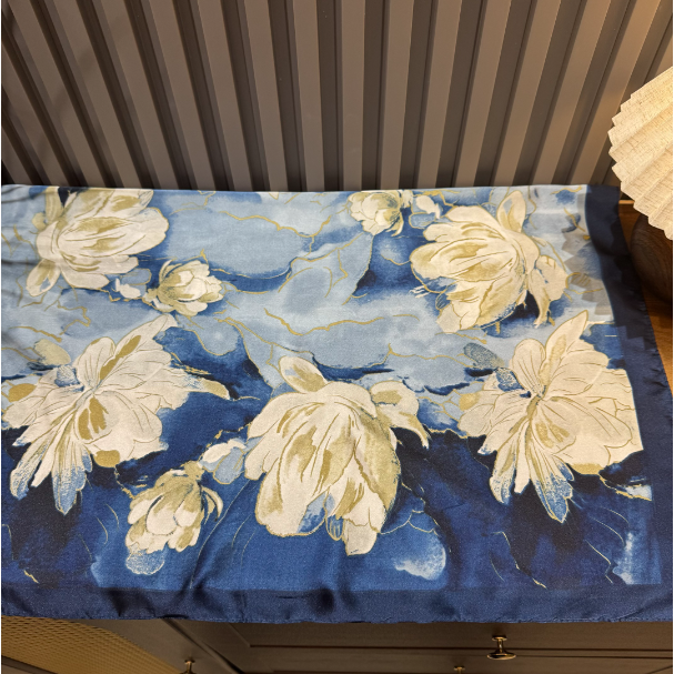 【蓝调花意】70*70新款中国风围巾女时尚百搭洋气旅行(594)