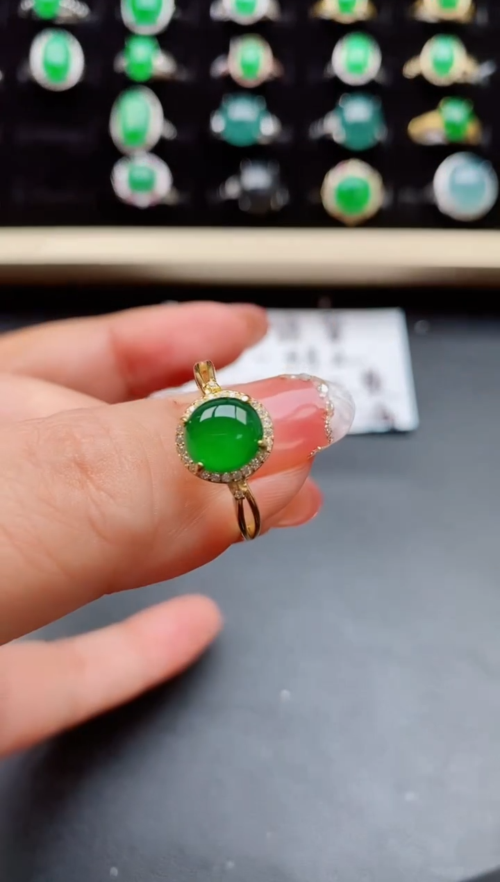 【闪购商品】翡翠戒指银S925镶嵌8000