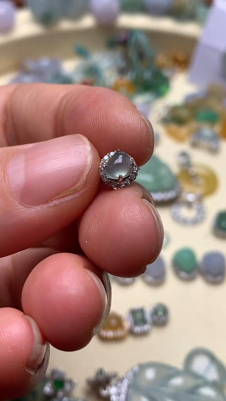 【闪购商品】翡翠颈饰银S925镶嵌翡翠镶嵌桃心