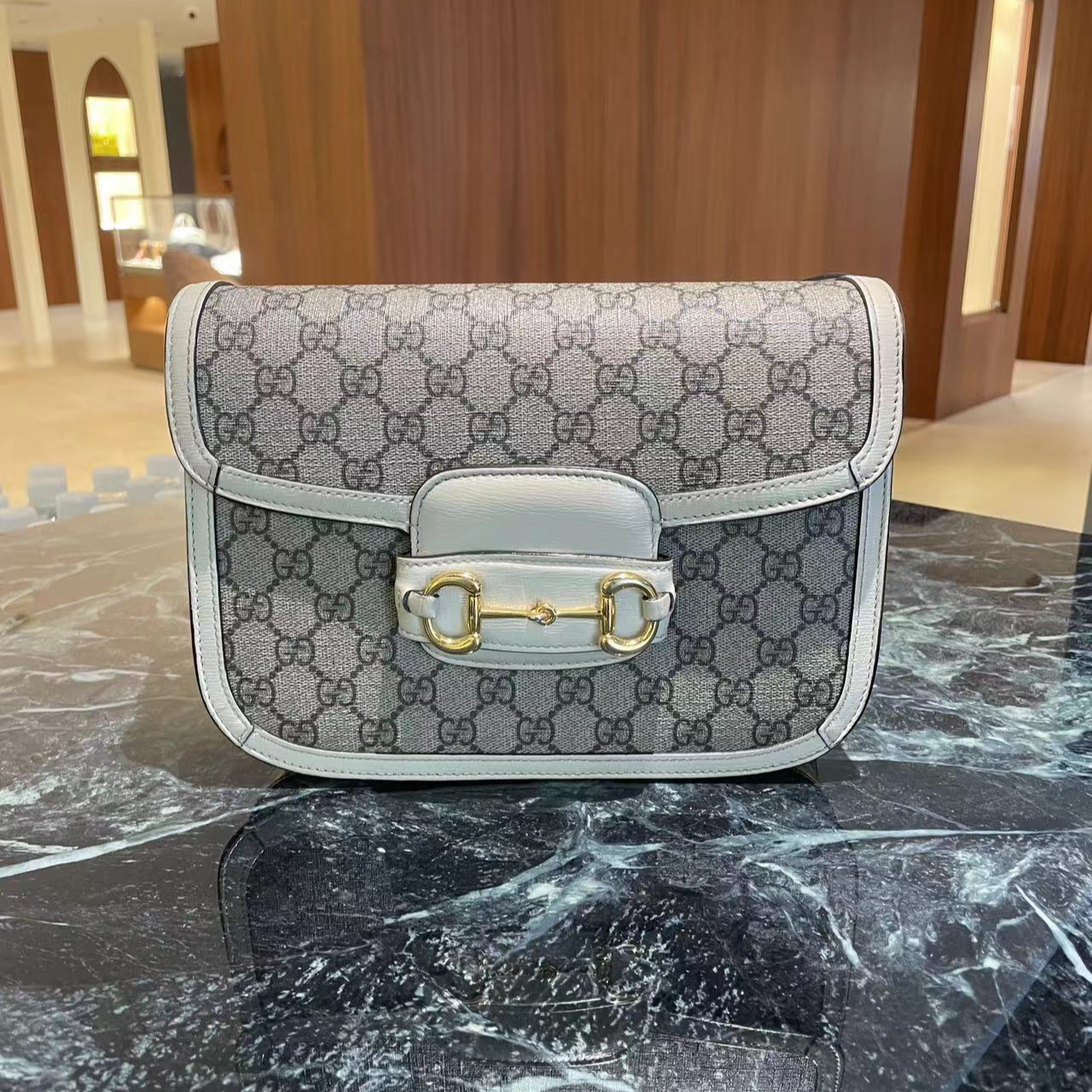 95新 GUCCI/古驰 古驰/Gucci老花白色中号1955