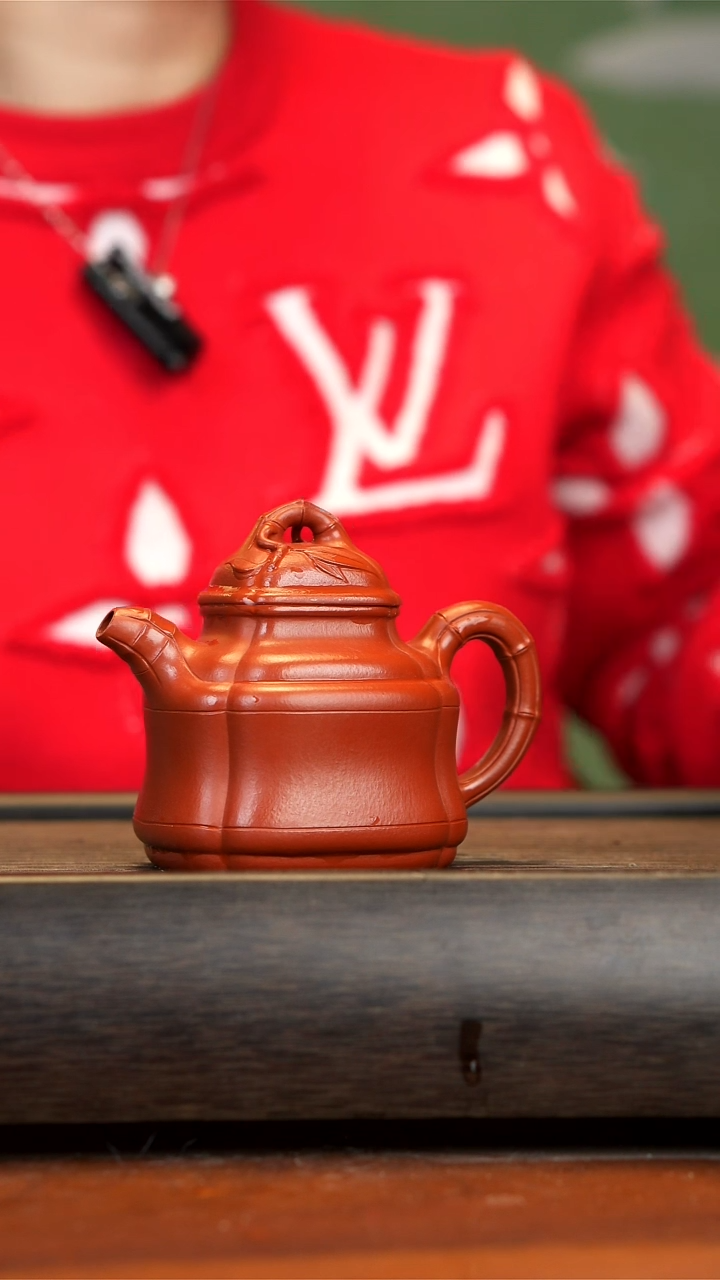 【闪购商品】紫砂茶壶杨菲四方竹鼓150cc朱泥