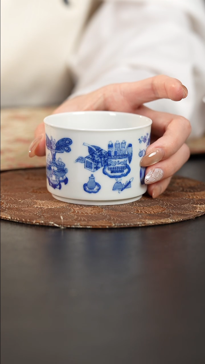 【闪购商品】杯看山柴窑青花看山柴窑青花