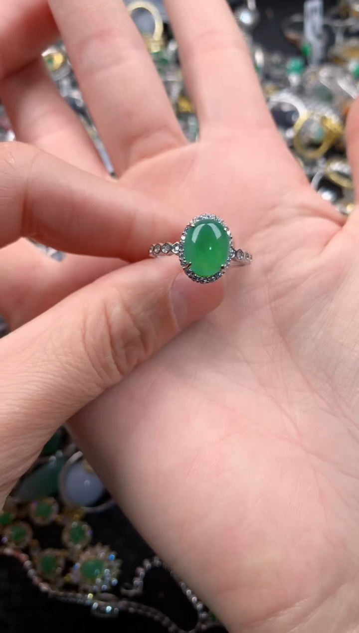 银S925镶嵌戒指翡翠111    4