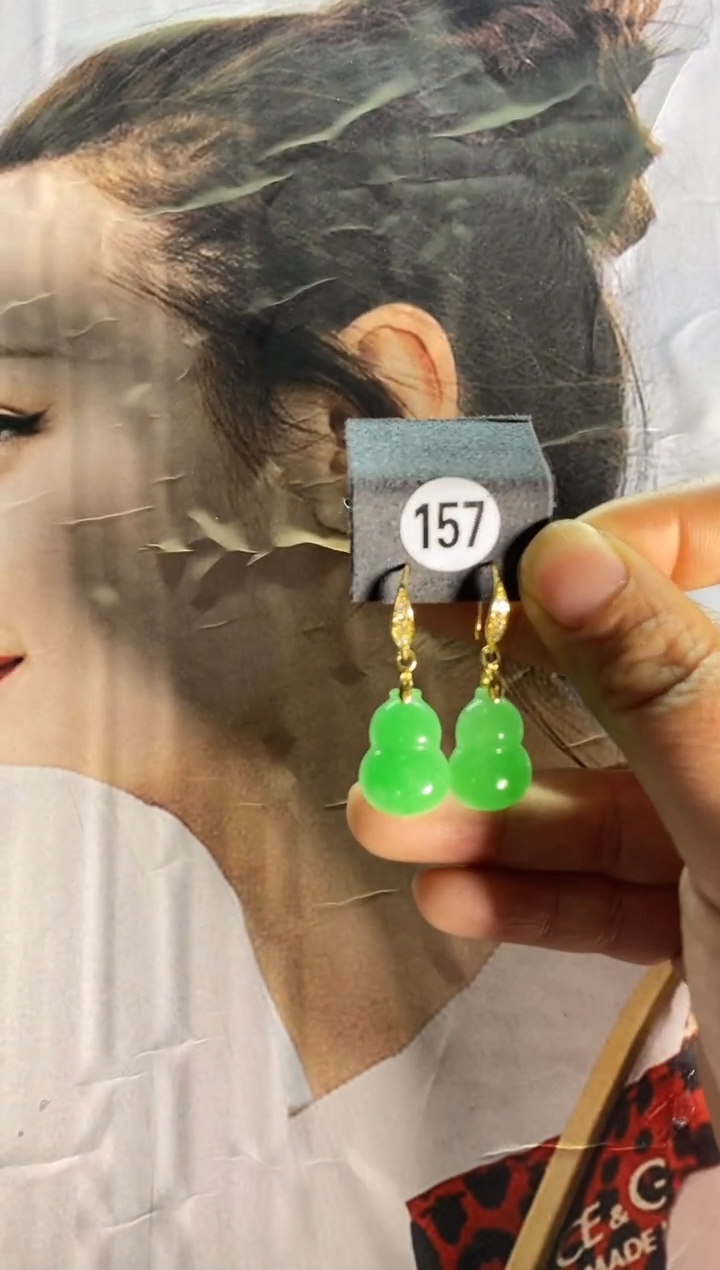 【闪购商品】翡翠耳饰银S925镶嵌157...