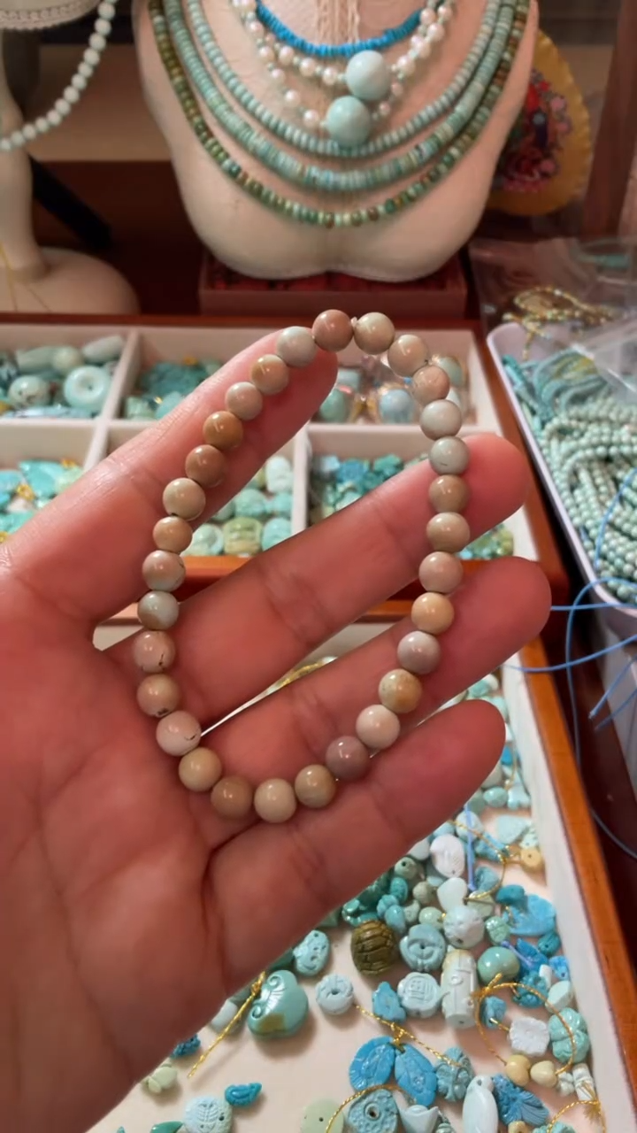 未镶嵌绿松石手链6-7mm粉色手串