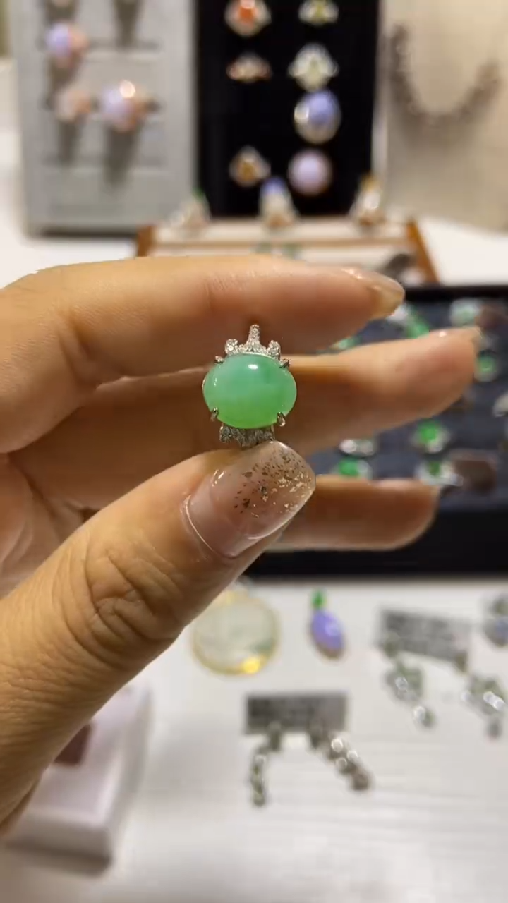 【闪购商品】翡翠戒指银S925镶嵌缅甸天然A翡翠戒指