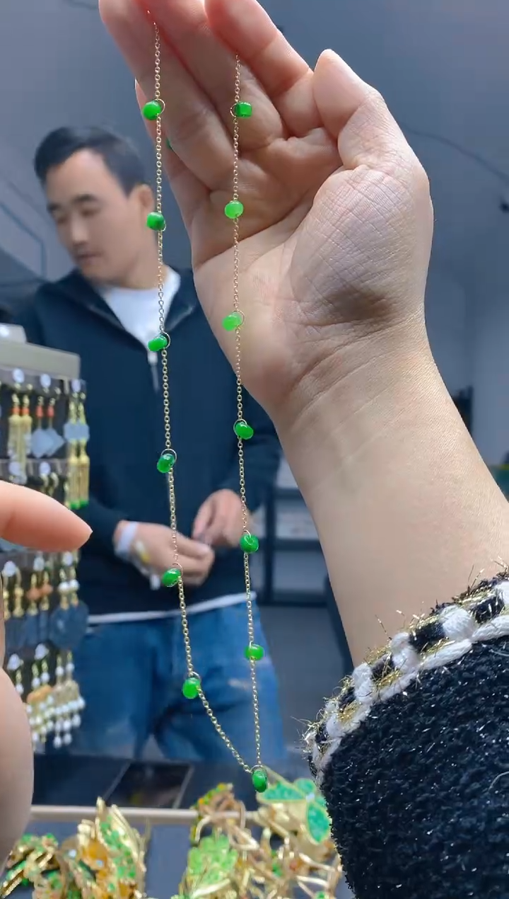 【闪购商品】翡翠耳饰合金0403翡翠锁骨链